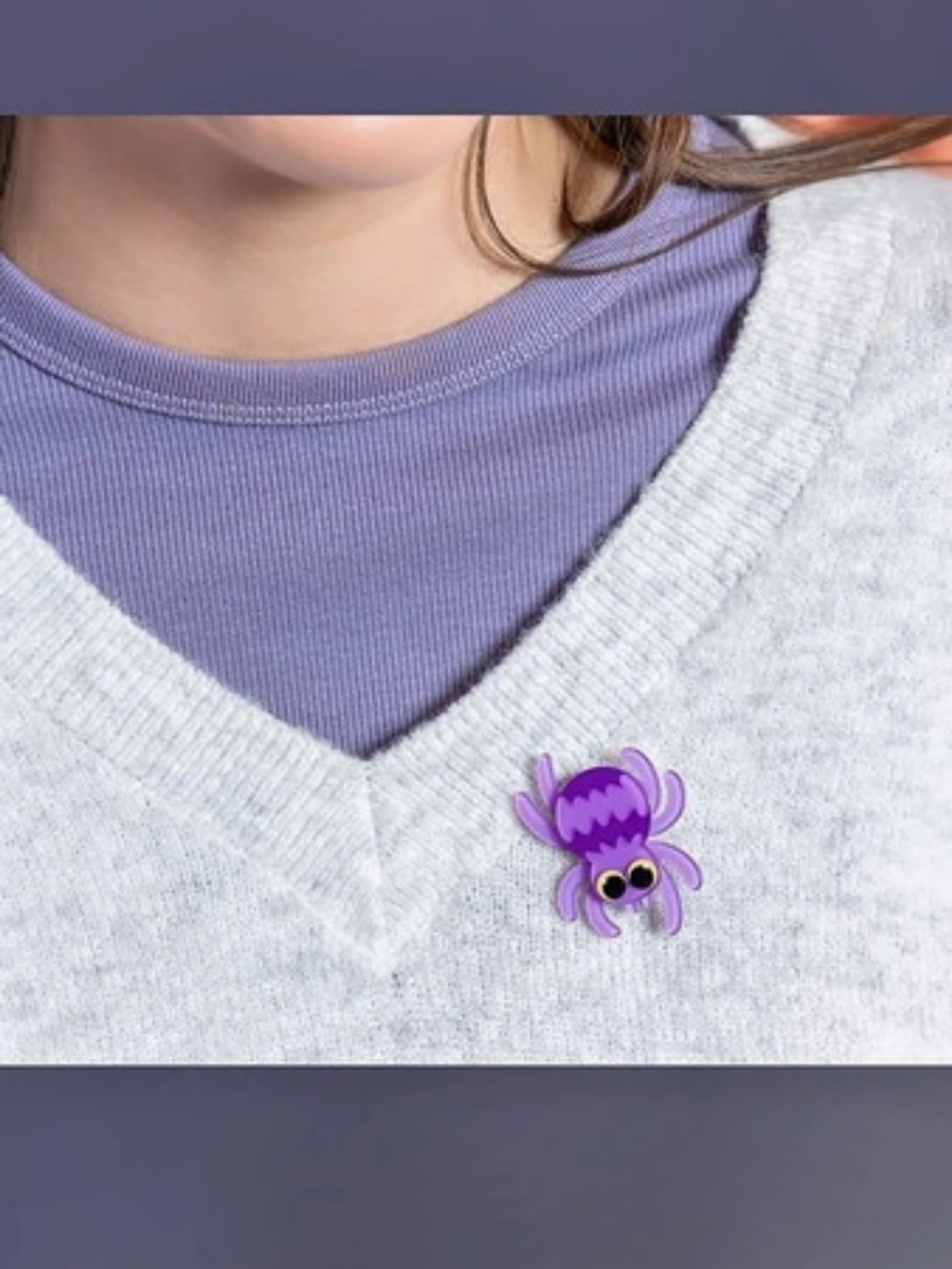 Erstwilder Web Crawler Simplified Mini Brooch Purple & White (No Card)